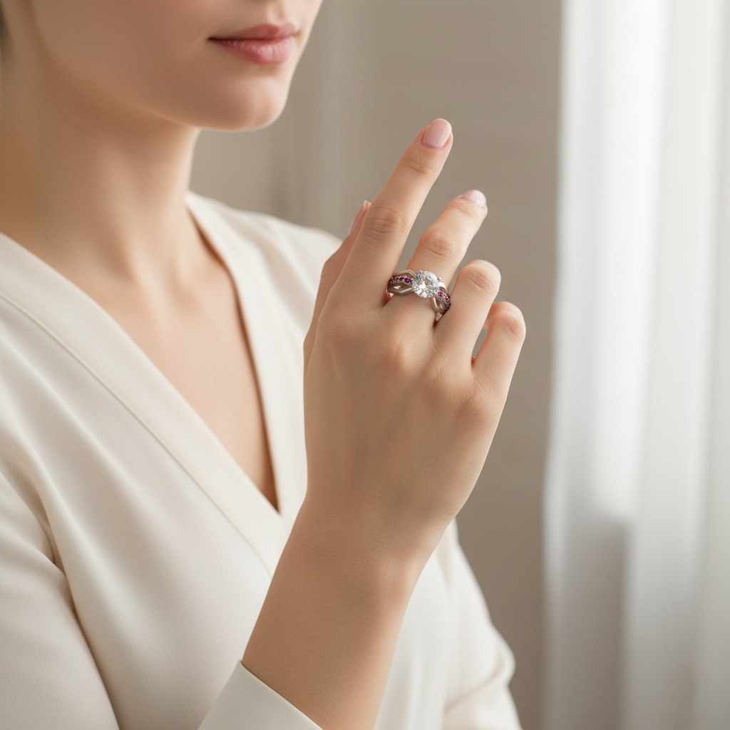 Blue touch Round Cut Ring