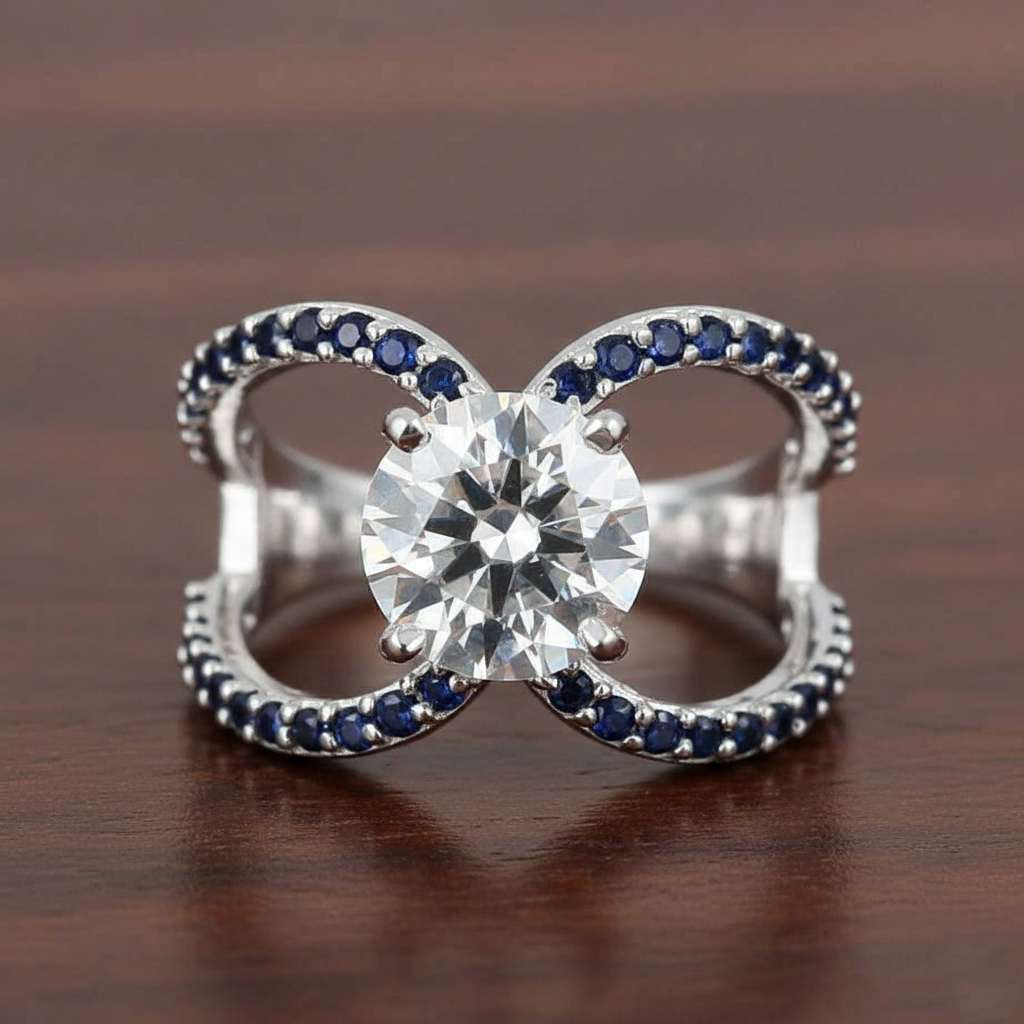 White Round Cut Ring