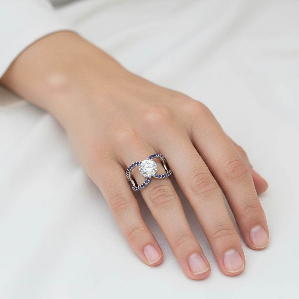 White Round Cut Ring