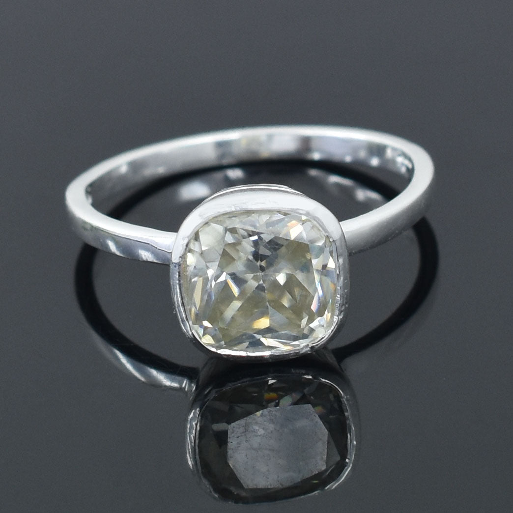 White Cushion Cut Ring