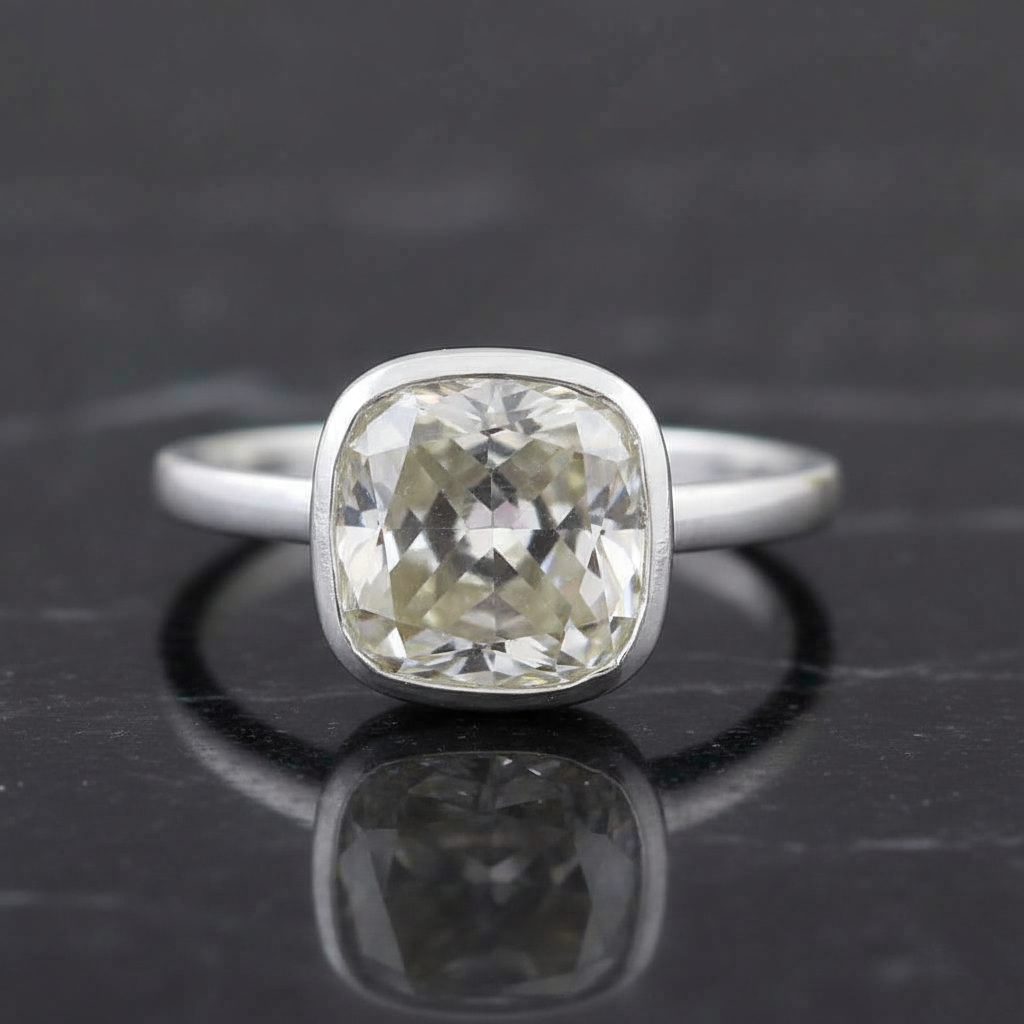 White Cushion Cut Ring