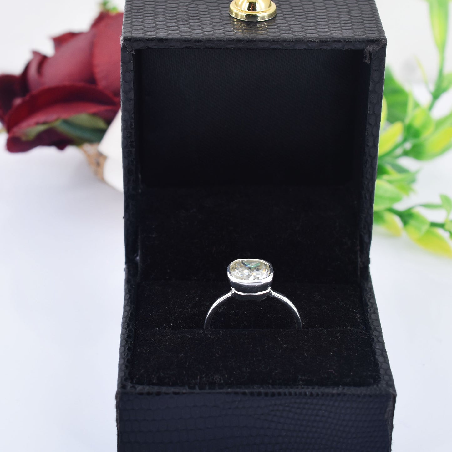 White Cushion Cut Ring