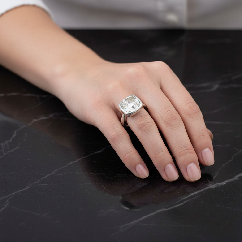 White Cushion Cut Ring