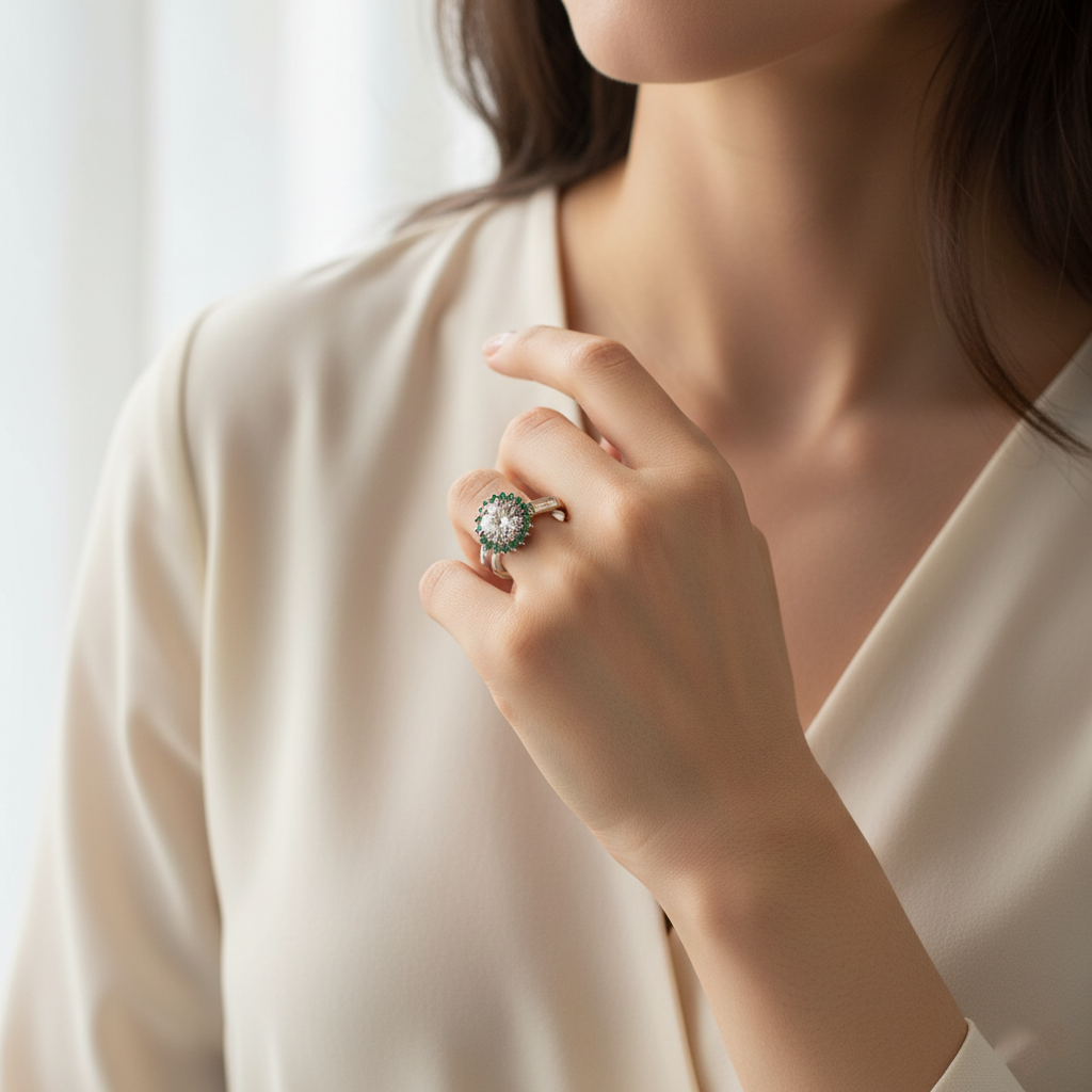 White Round Cut Ring