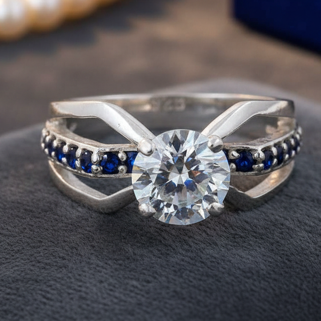 White Round Cut Ring