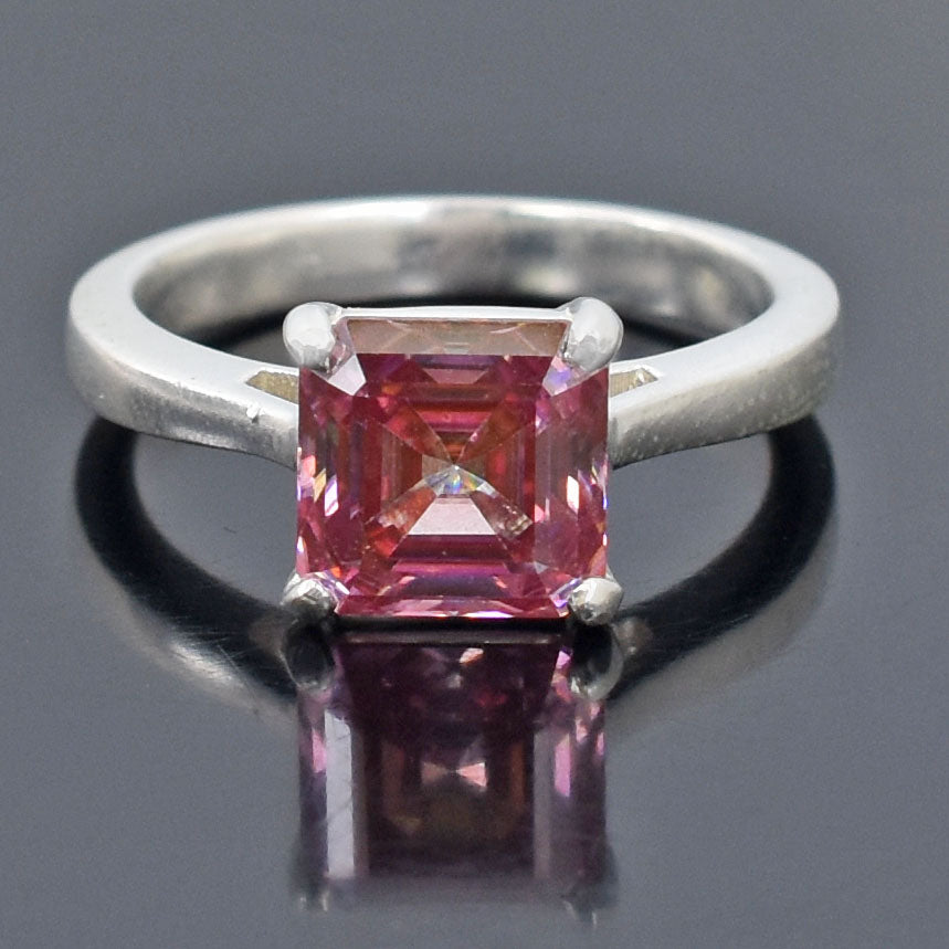 Pink Asscher Cut Ring