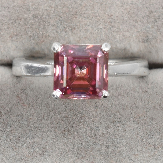 Pink Asscher Cut Ring
