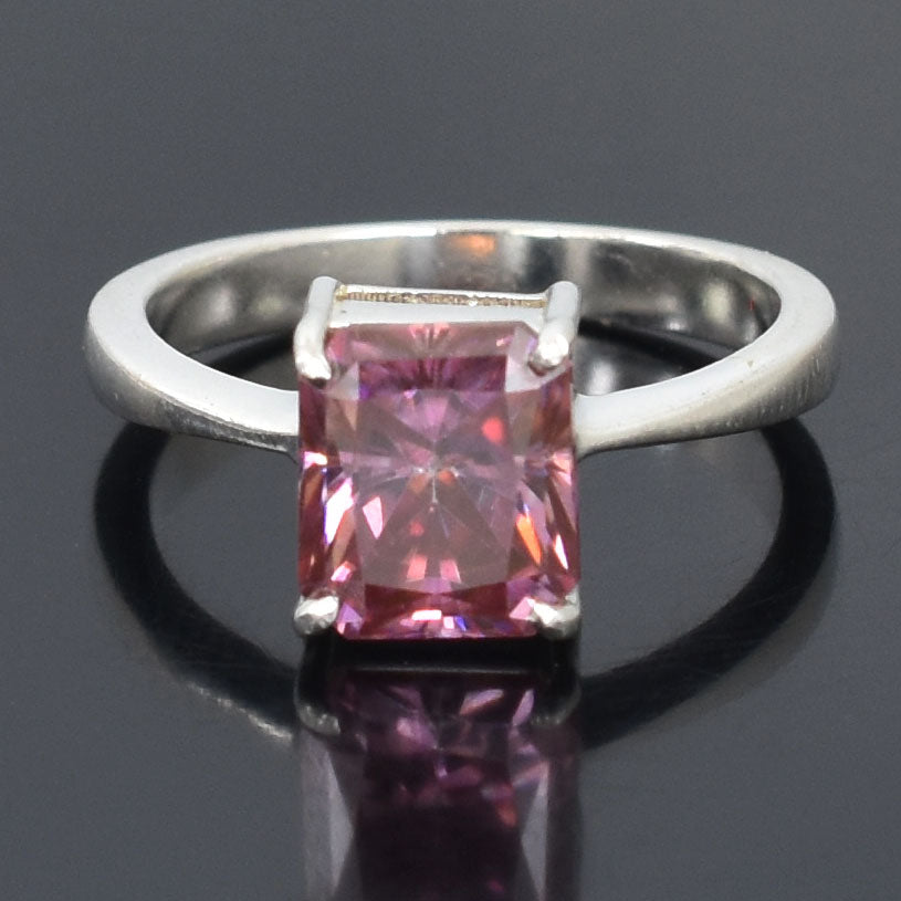 Pink Emerald Cut Ring