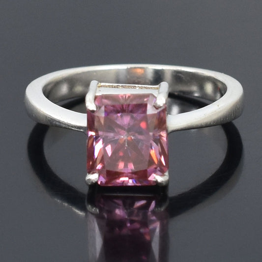 Pink Emerald Cut Ring