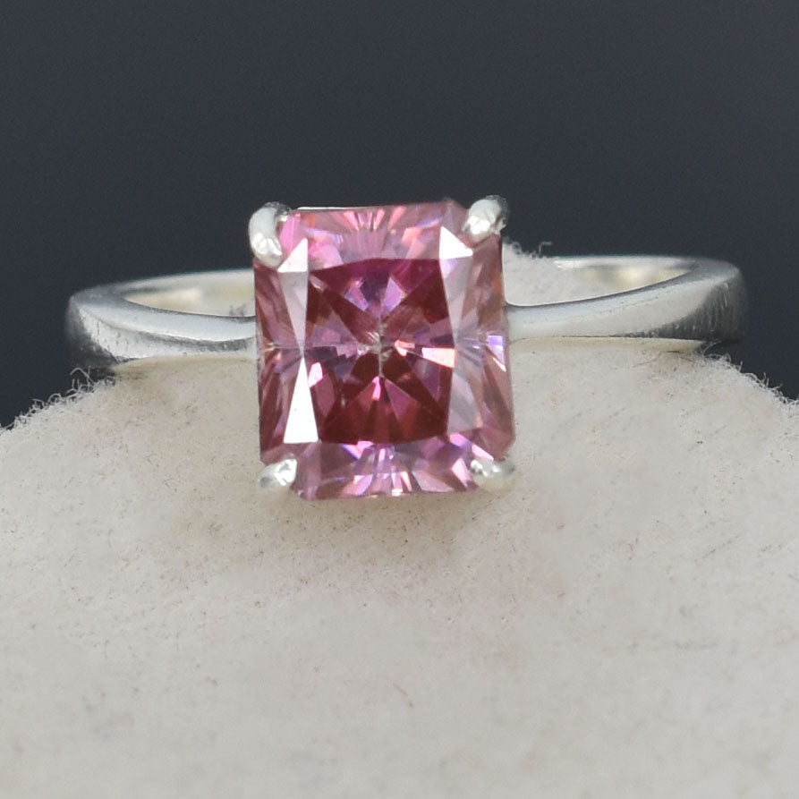 Pink Emerald Cut Ring