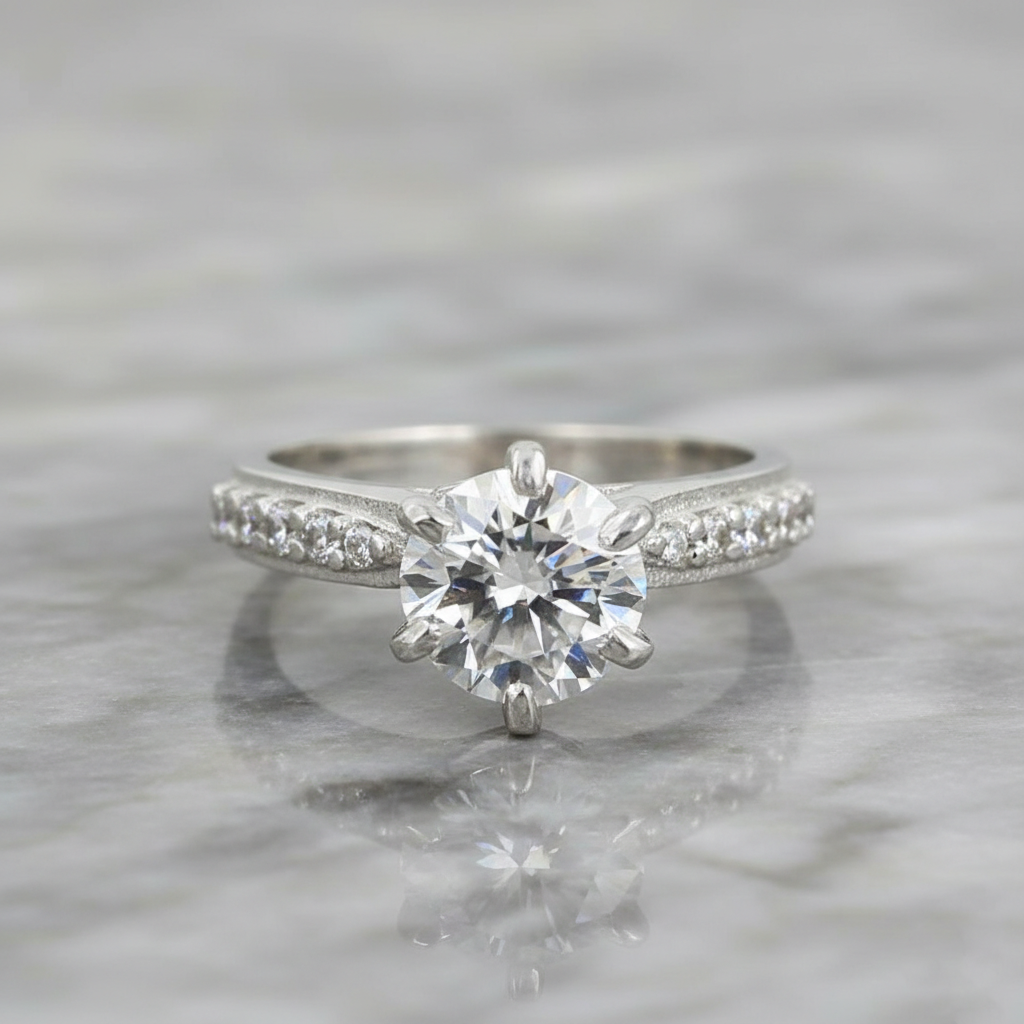 White Round Cut Ring