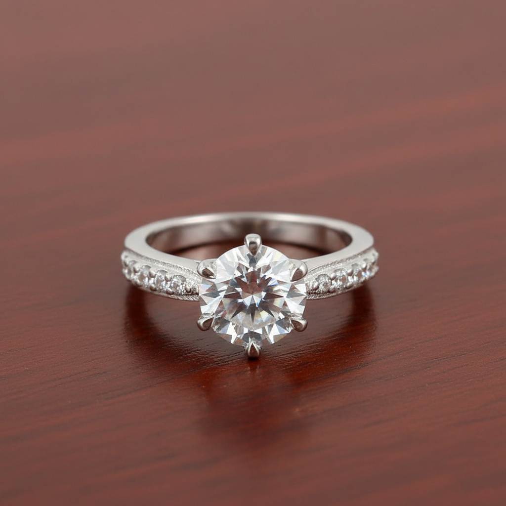 White Round Cut Ring