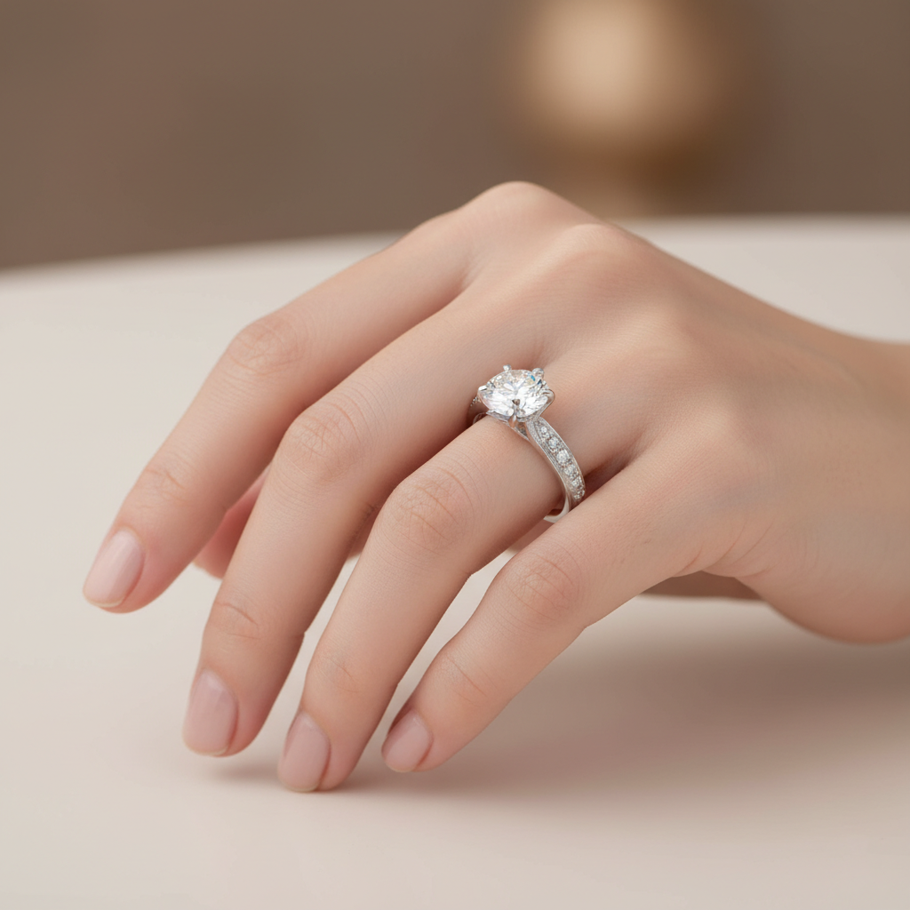 White Round Cut Ring