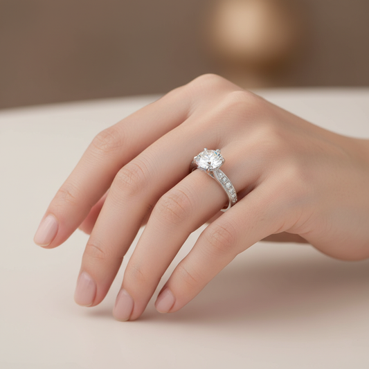 White Round Cut Ring