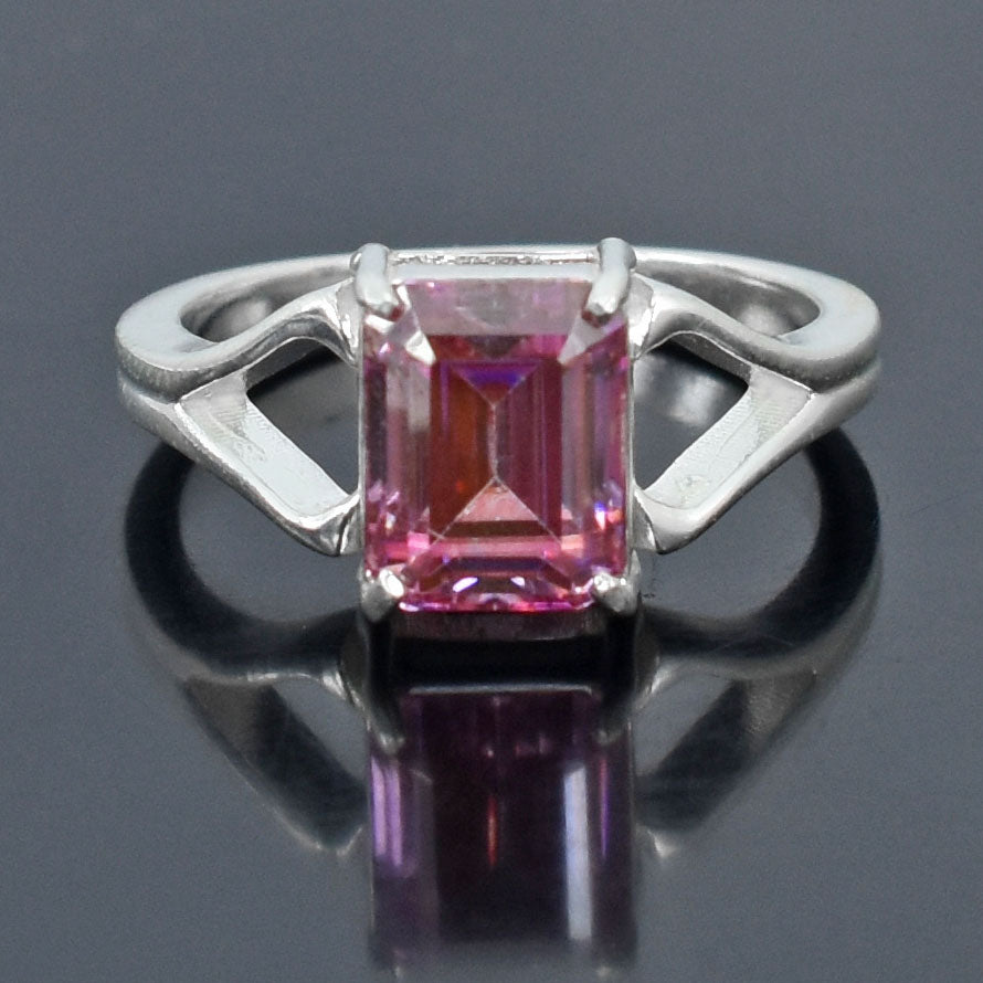 Pink Emerald Cut Ring