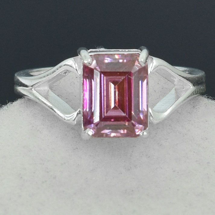 Pink Emerald Cut Ring