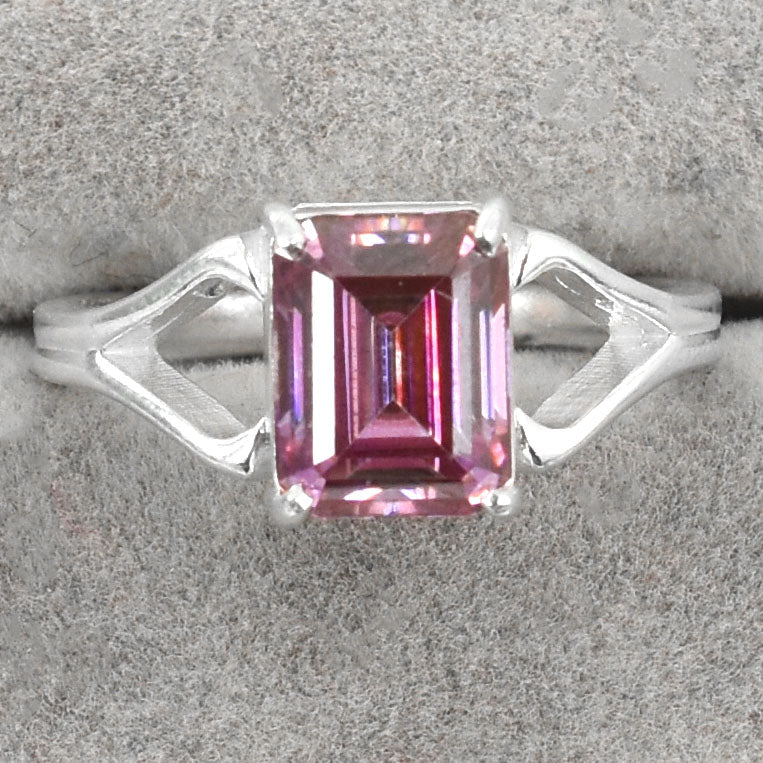Pink Emerald Cut Ring