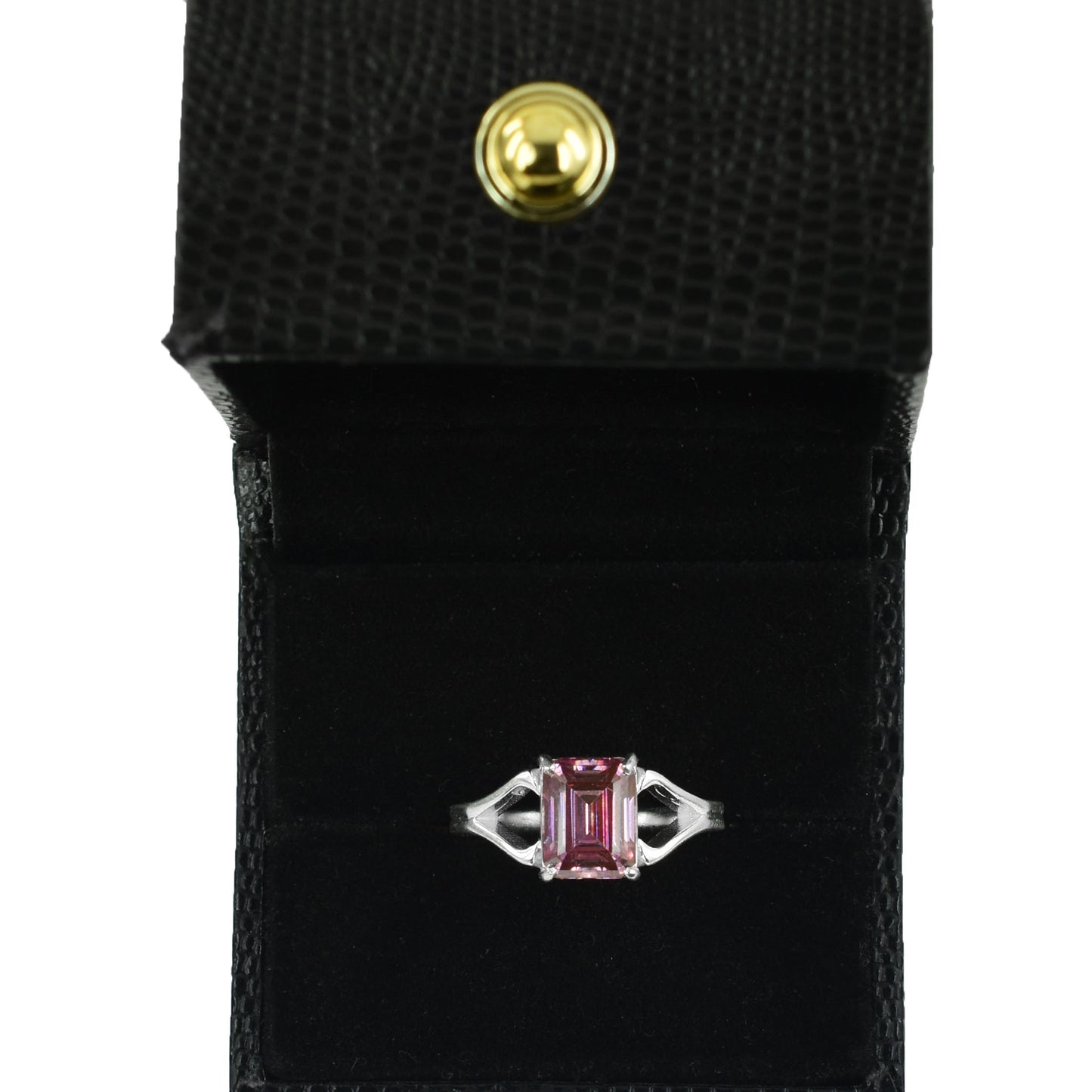 Pink Emerald Cut Ring