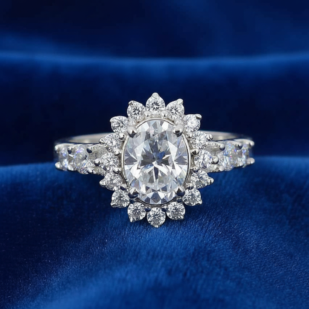 White Oval Cut Ring