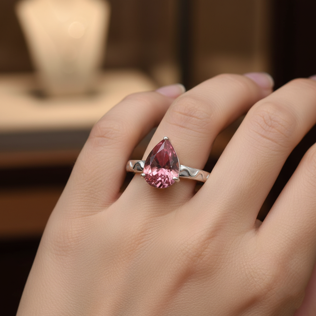 Pink Pear Cut Ring