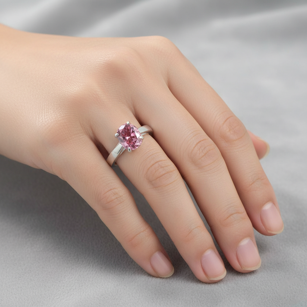 Pink Oval Cut Ring