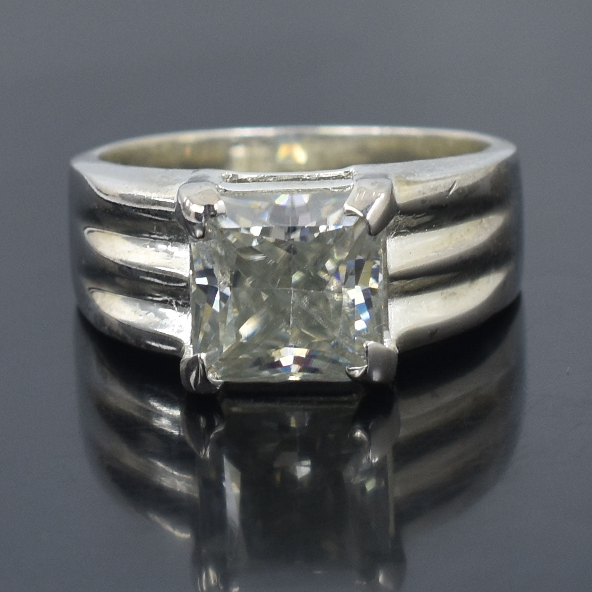 White Princess Cut Ring