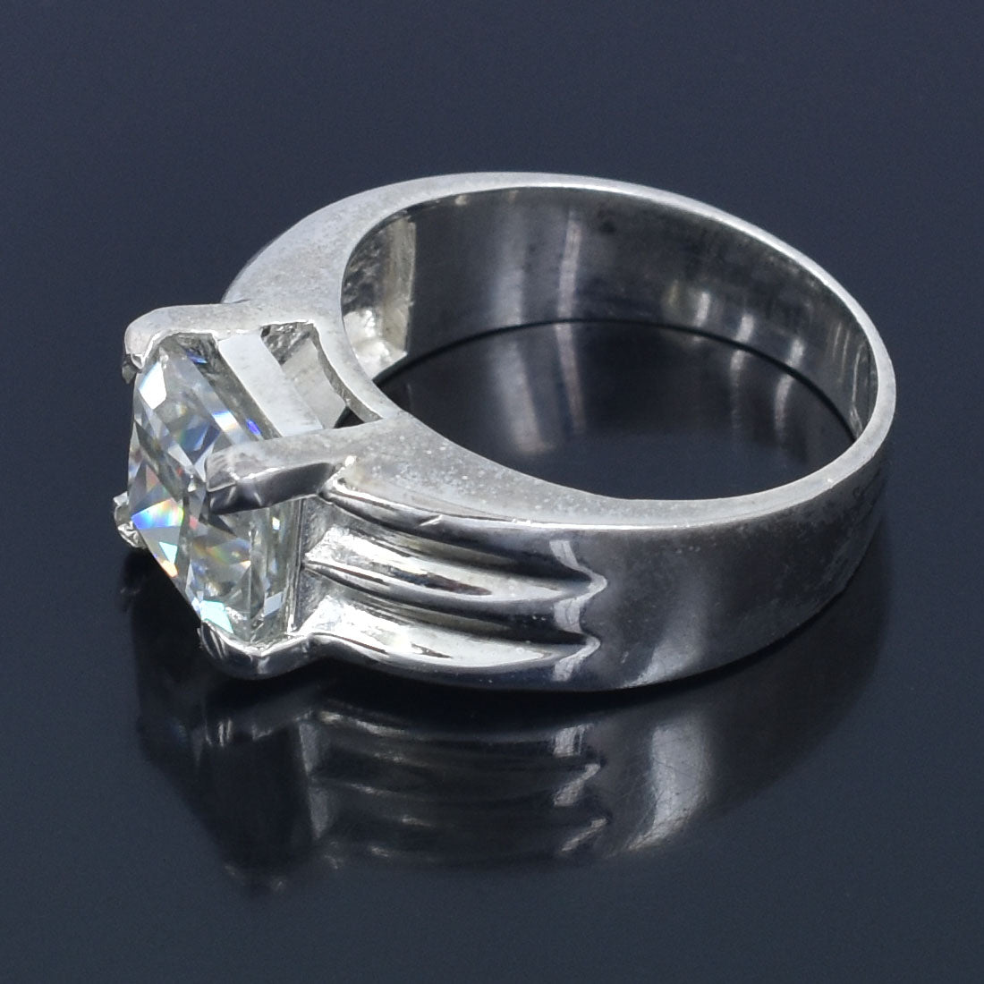 White Princess Cut Ring