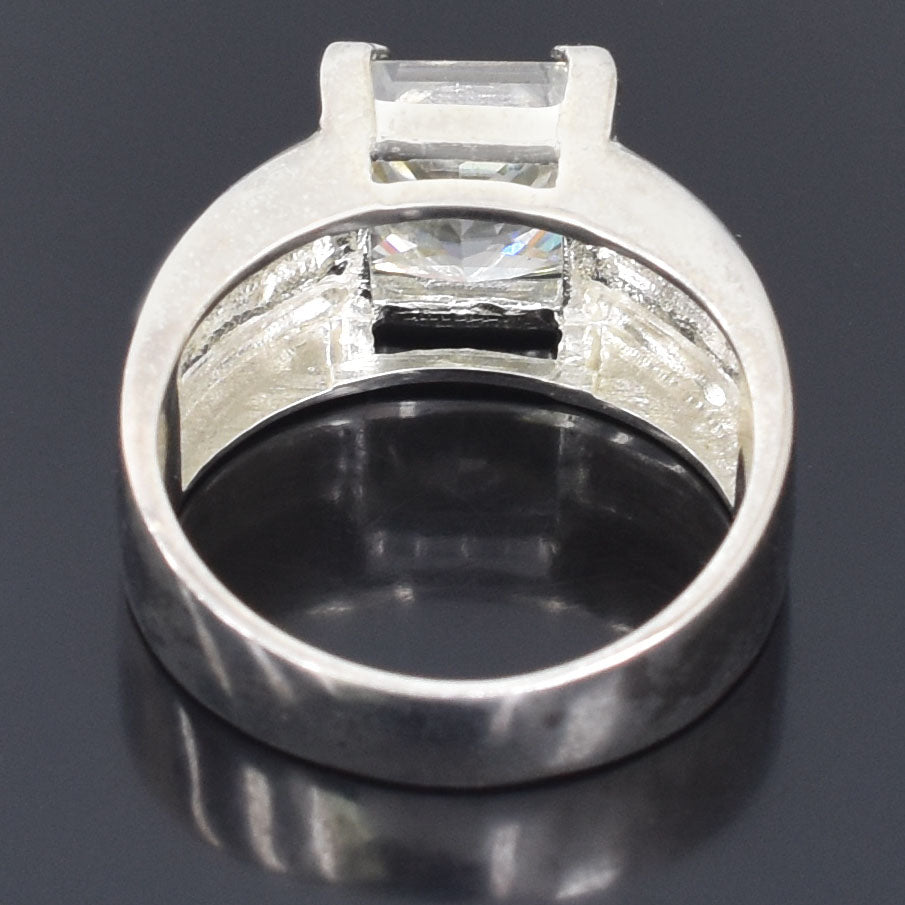 White Princess Cut Ring