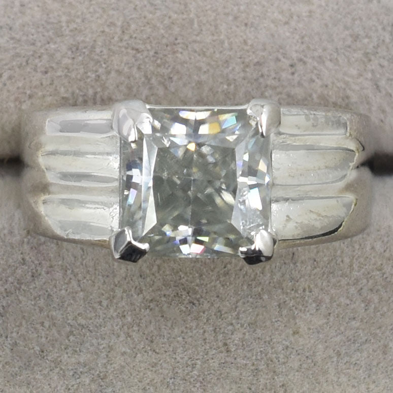 White Princess Cut Ring