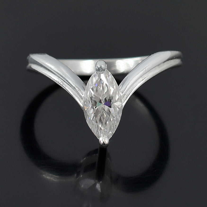 White Marquise Cut Ring