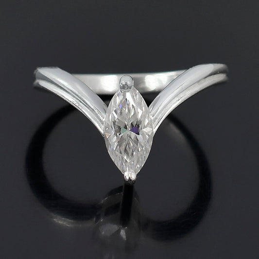 White Marquise Cut Ring