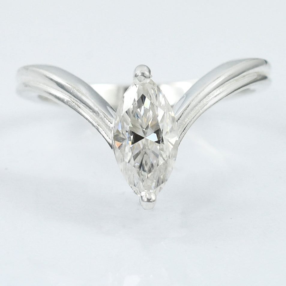 White Marquise Cut Ring