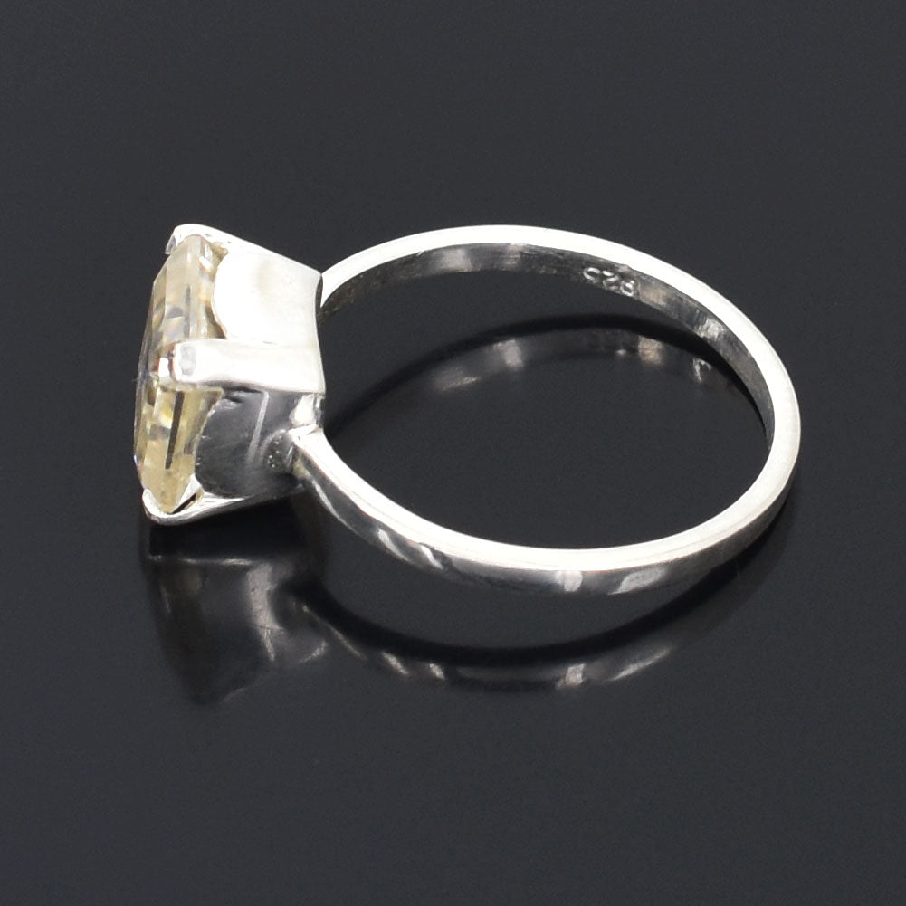 White Asscher Cut Ring