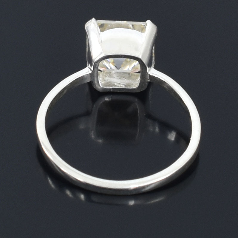 White Asscher Cut Ring