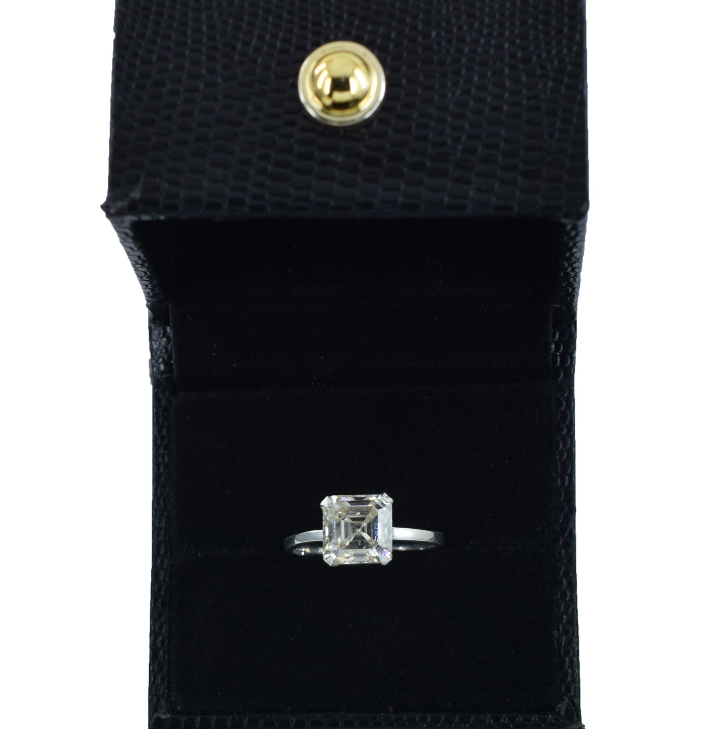 White Asscher Cut Ring