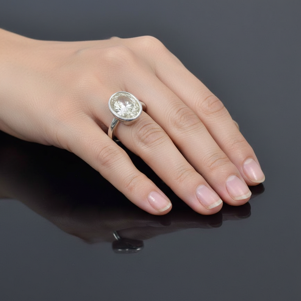 White Oval Cut Ring