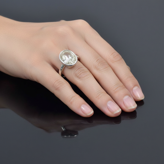 White Oval Cut Ring