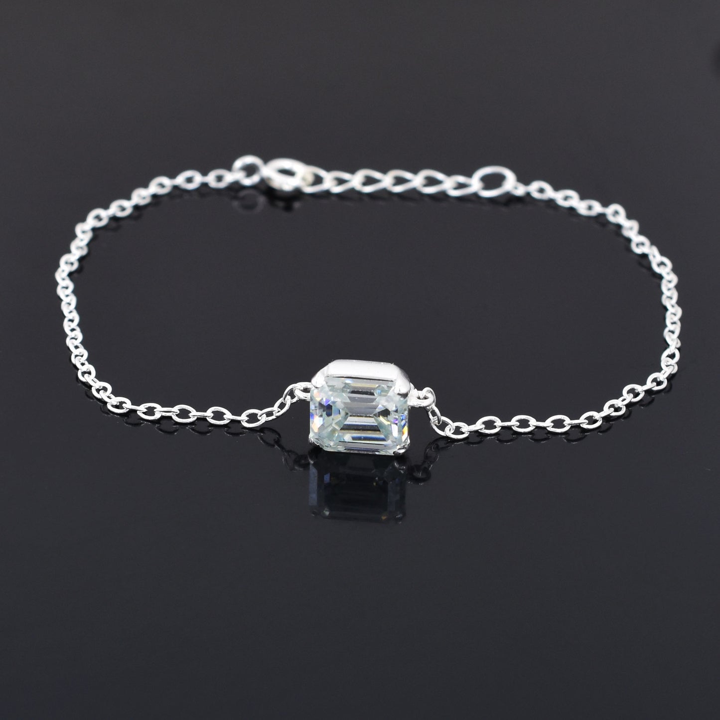 White Emerald Cut Bracelet