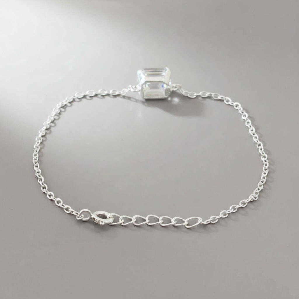 White Emerald Cut Bracelet
