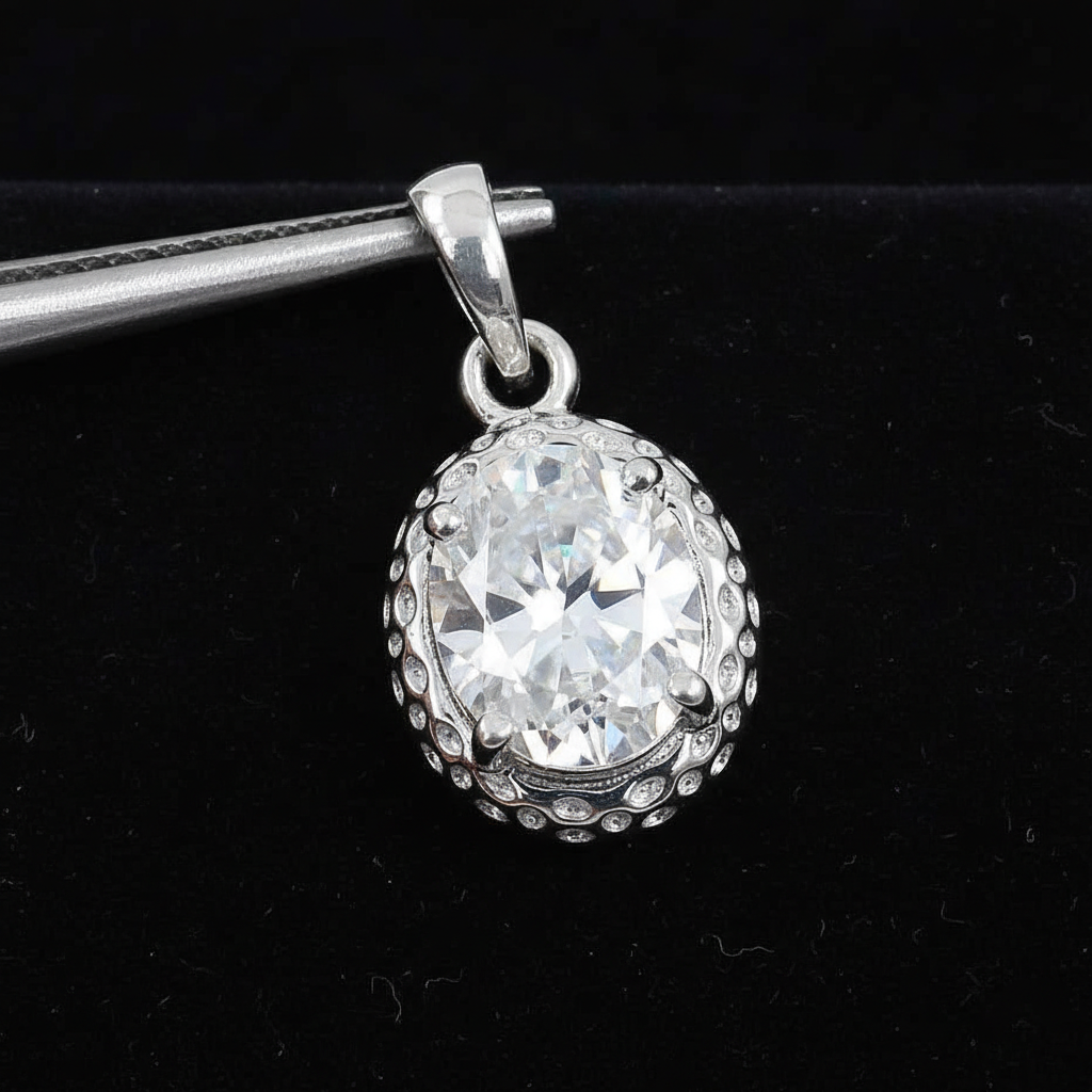 White Oval Cut Pendant