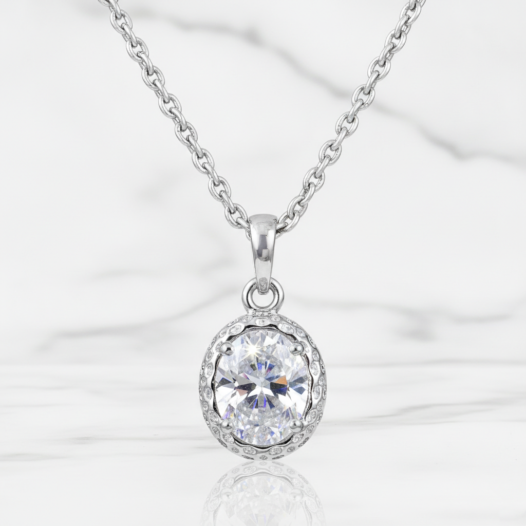 White Oval Cut Pendant