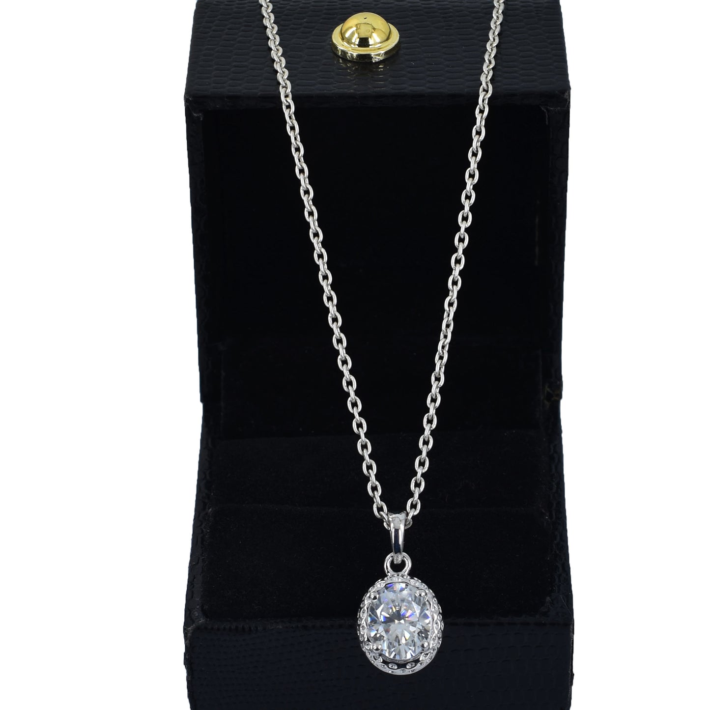 White Oval Cut Pendant
