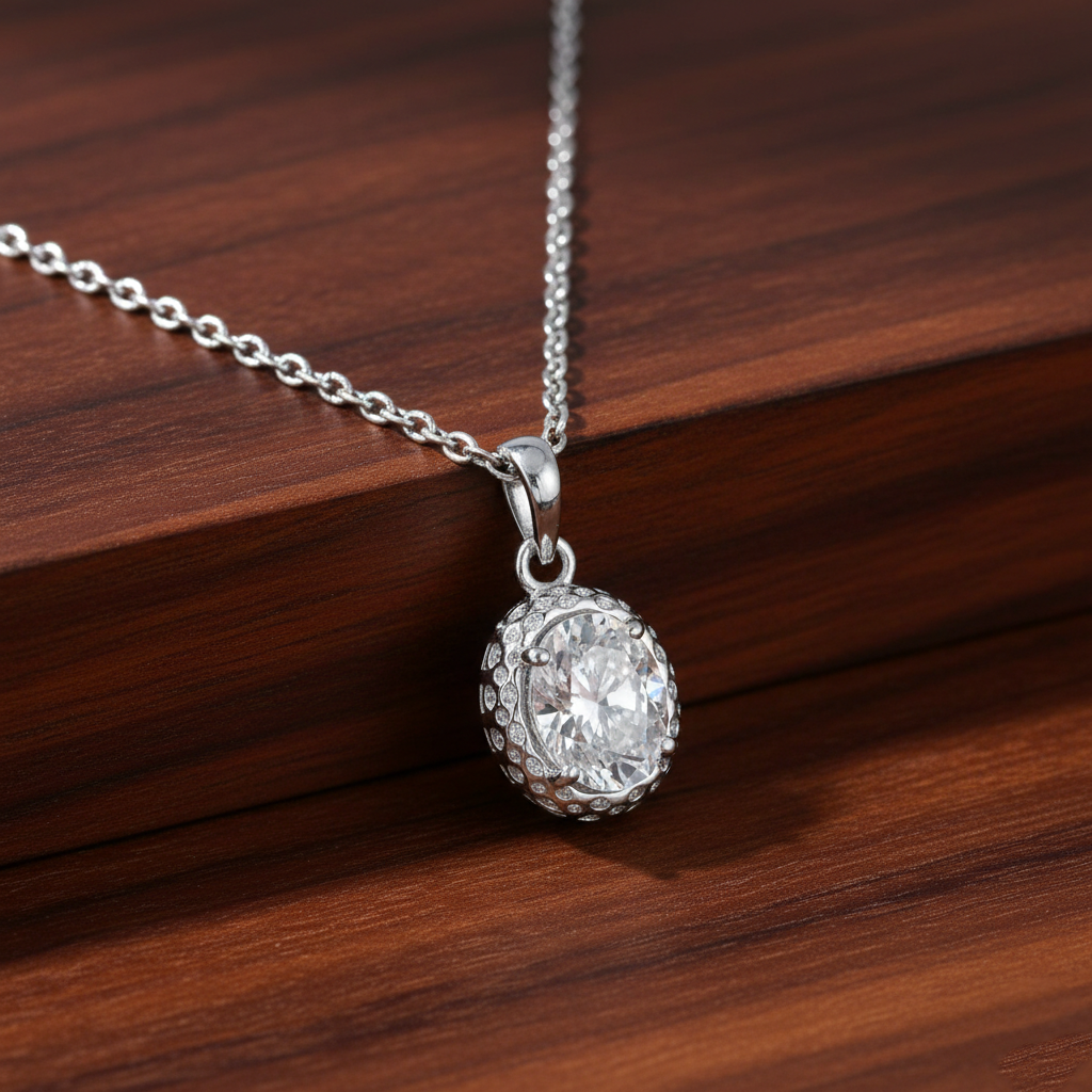 White Oval Cut Pendant