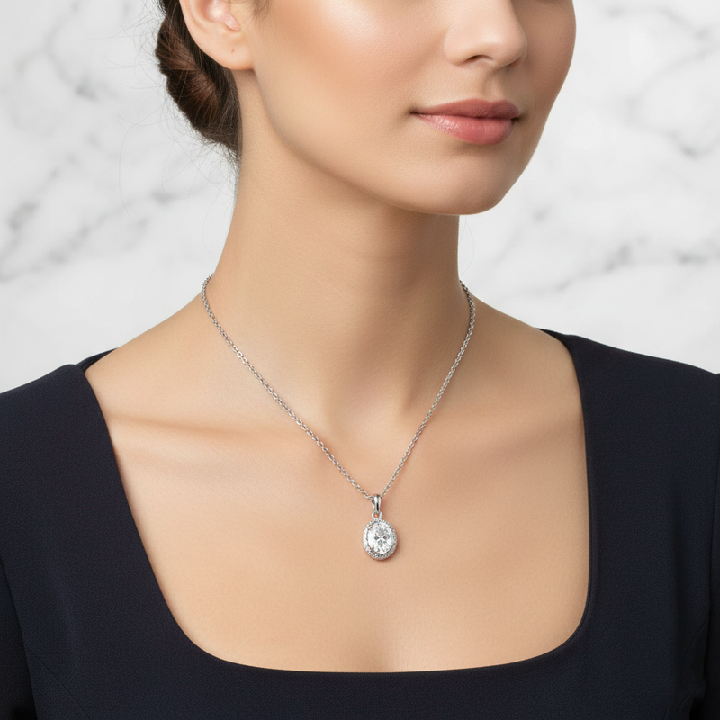 2.77 Ct White Oval Lab Diamond Pendant