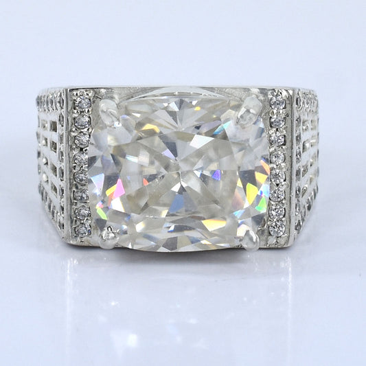 Men's White Round Cut Ring