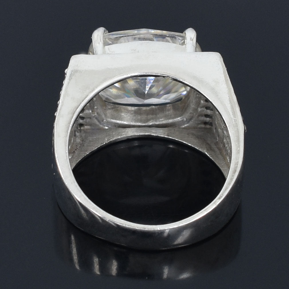 Men's White Round Cut Ring