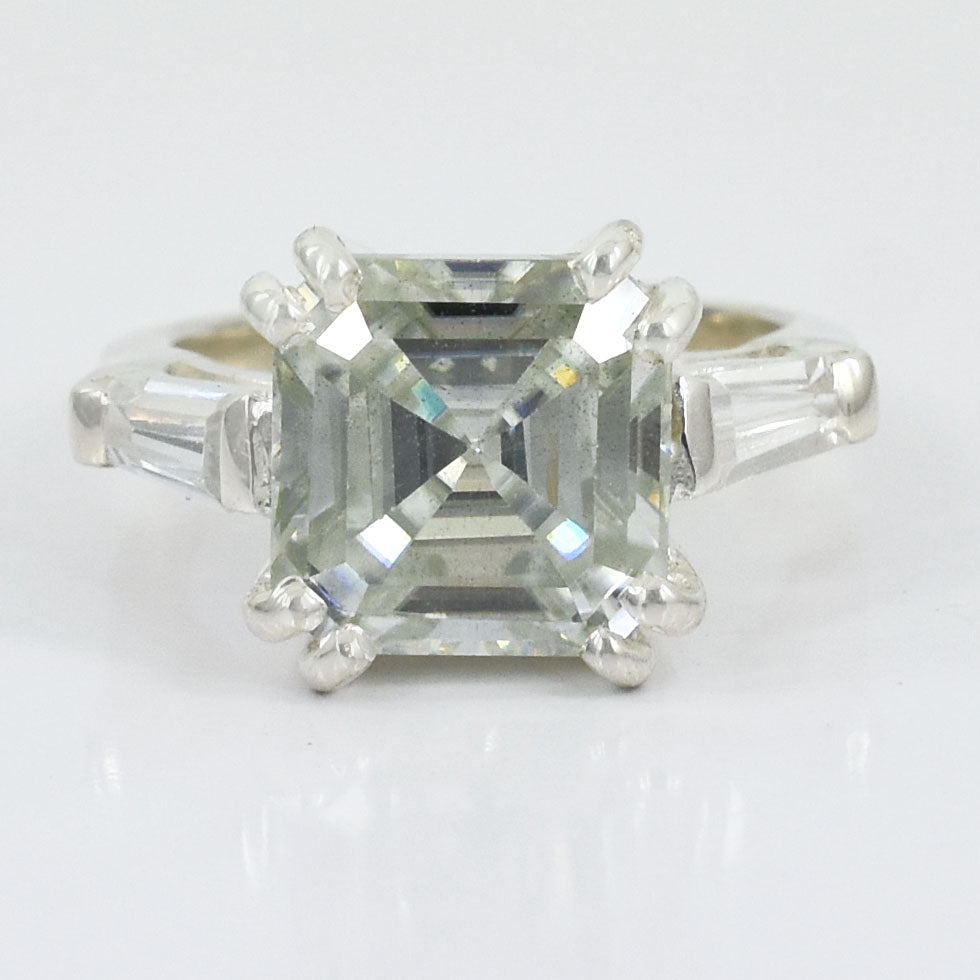 White Asscher Cut Ring