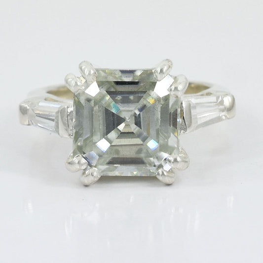 White Asscher Cut Ring