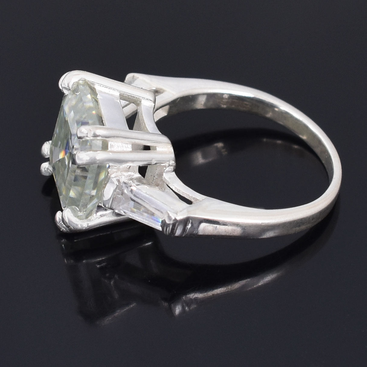 White Asscher Cut Ring