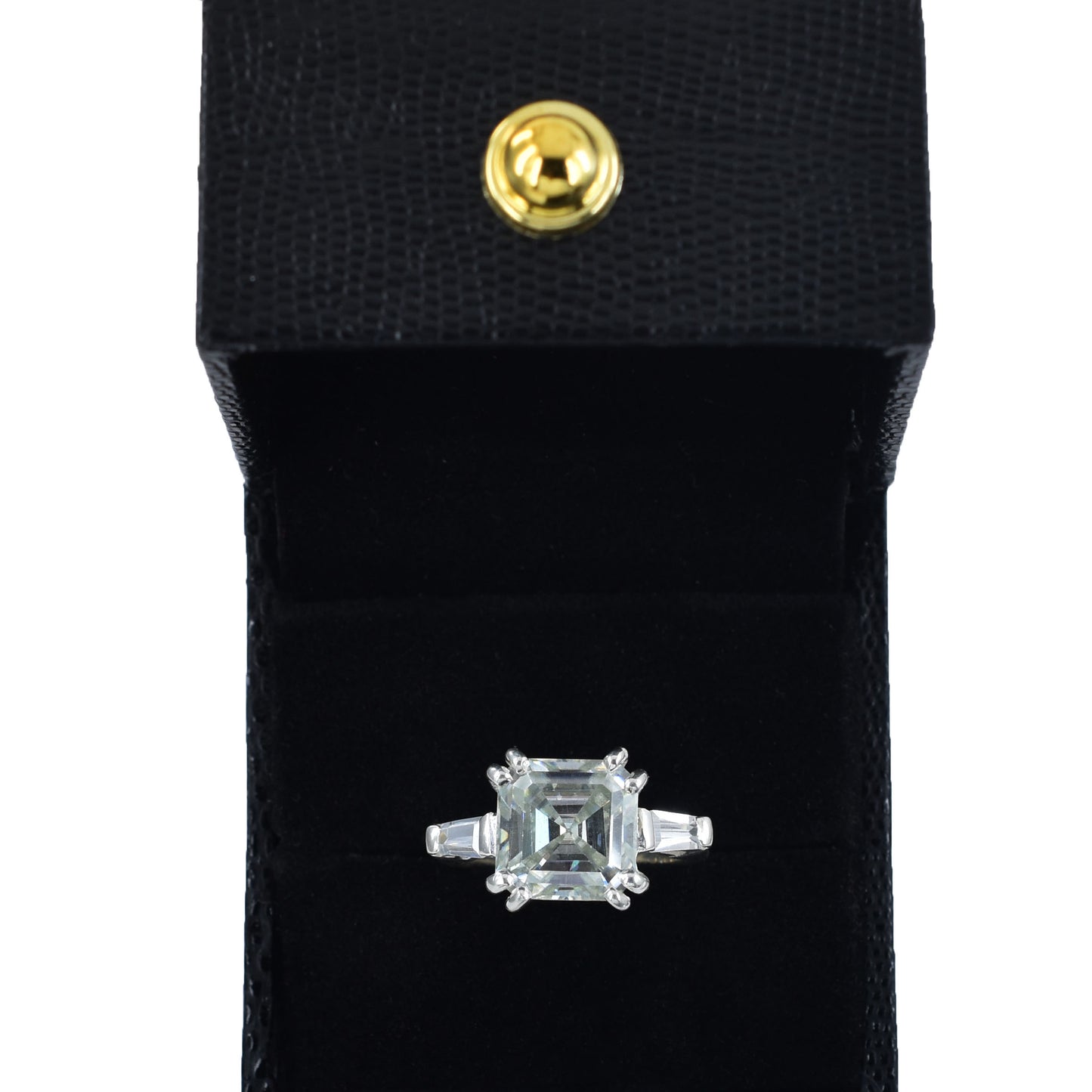 White Asscher Cut Ring